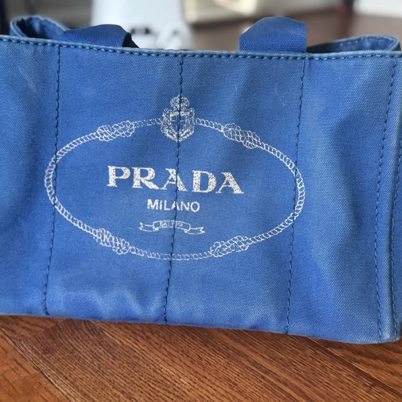 Prada Blue Canvas Tote Bag - Picture 5 of 15